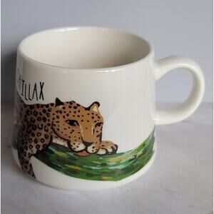 OpalHouse Chillax Cheetah Leopard Wild Cat Porcelain Large Coffee or Tea Mug